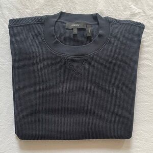 Theory Navy Blue Waffle Crewneck Sweater